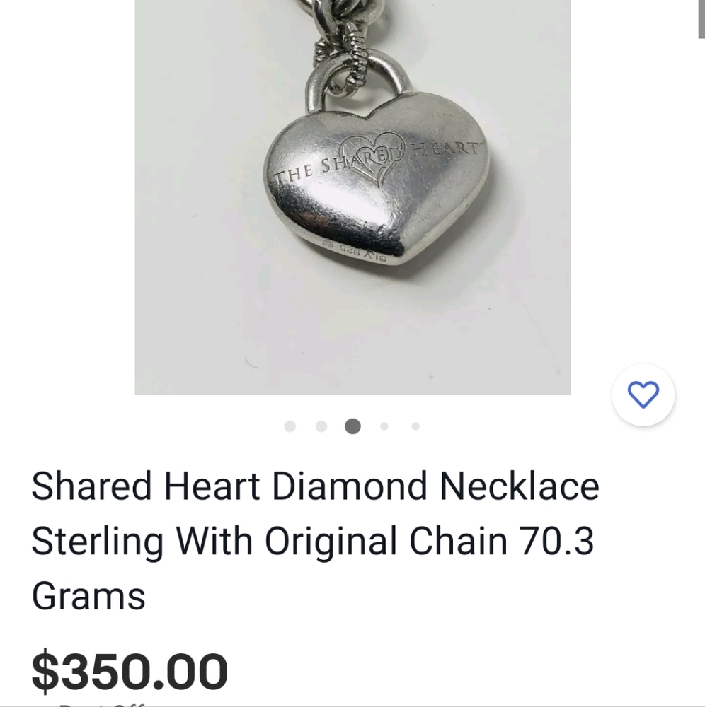 Sterling Silver necklace with diamonds heart charm - Picture 16 of 16